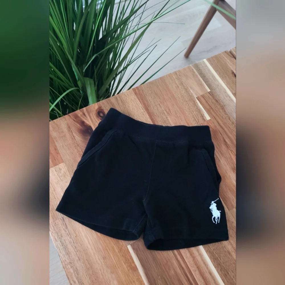 Ralph‎ Lauren French Terry Cloth Black Logo Shorts Size 3 Months - 100% Cotton